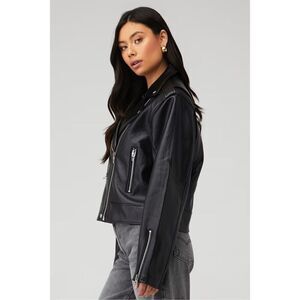 Revolve BlankNYC Womens Black The Cool Kid Faux Leather Zip Front Moto Jacket Si